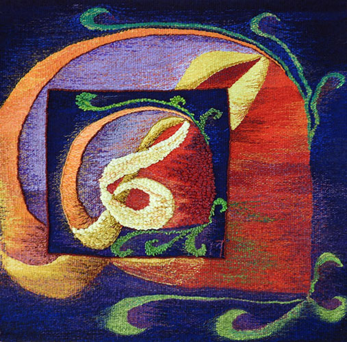 Sinfonía del corazón. Tapiz, faz de trama de lana de oveja teñida artesanalmente. 90x90