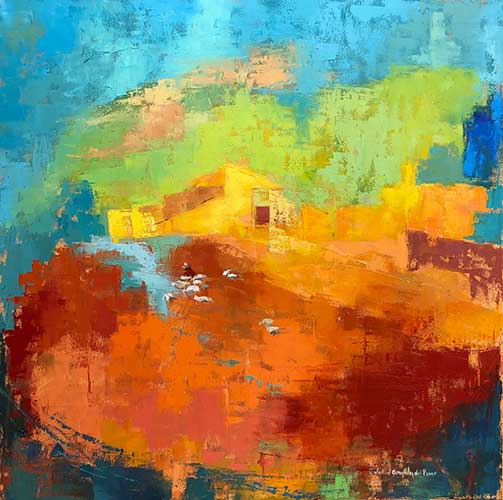 Fin de jornada. Oleo con espátula. 100x100