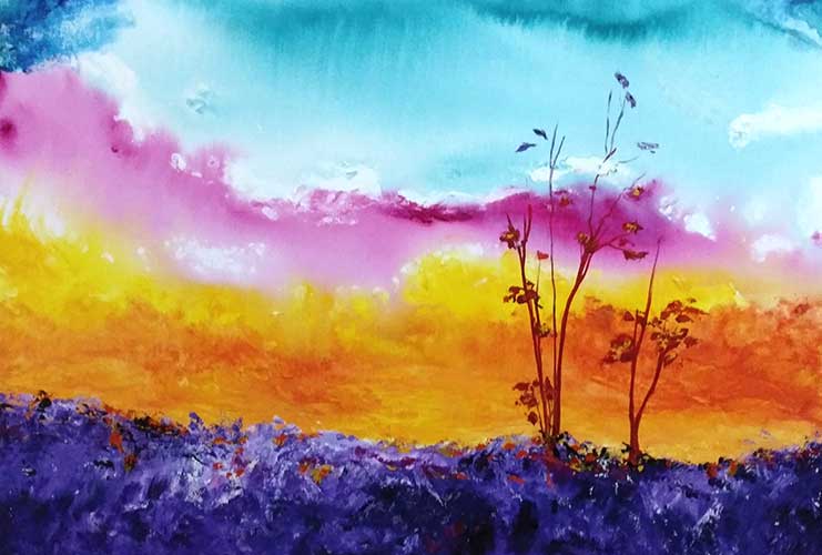  Cielos Merlinos, acrílico plein air 70x50