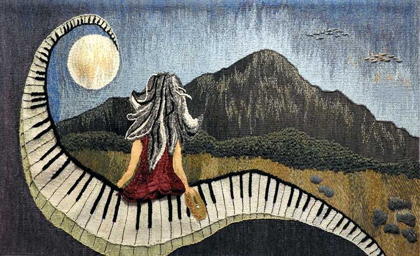 Conexiones armónicas. Tapiz, faz de trama de lana de oveja teñida artesanalmente. 