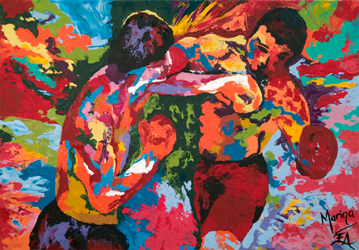 El golpe, textura con acrílicos, espátulas, 40 X 60