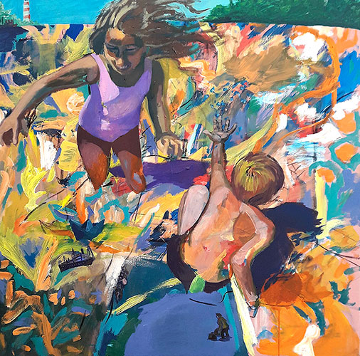 Mar de colores. 100 x 100 cm.  Acrílico sobre tela. 2021	