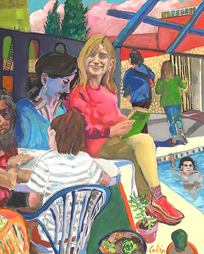 Domingo bajo el roble. 70 x 90.  Acrílico sobre tela. 2021	