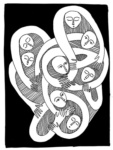 Abrazos . Dibujo. 25cm x 35cm	