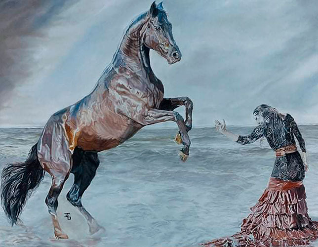 El Saludo. Oleo 116 x 89. 