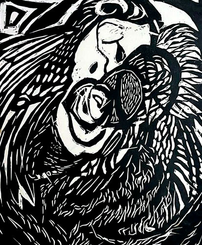 Sin título. 40 x 20 cm.Técnica: xilografía	