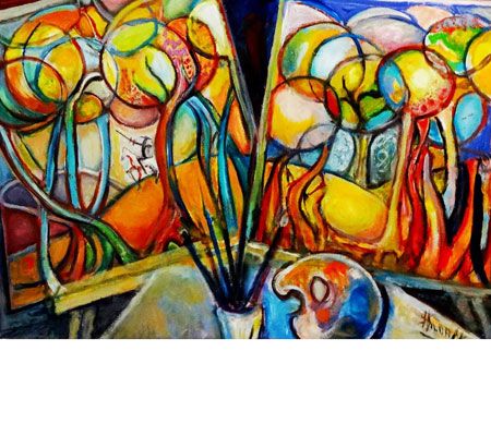 \Mi tallerBosquecito con fantasma. - óleo sobre madera - 75 x90